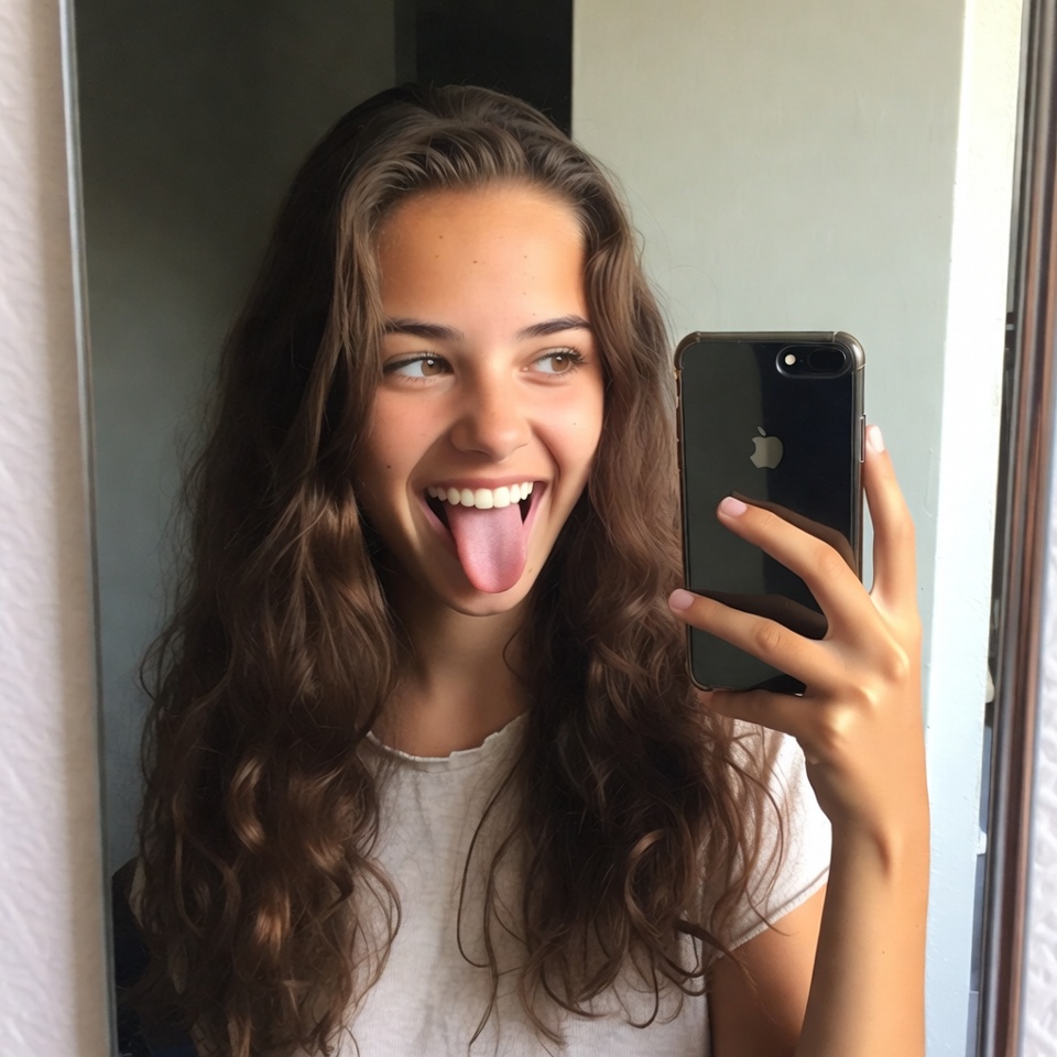 Girl sticking tongue out selfie Girl sticking tongue out selfie