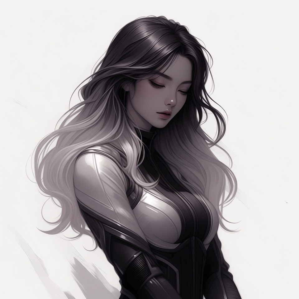 Anime girl in black bodysuit Anime girl in black bodysuit