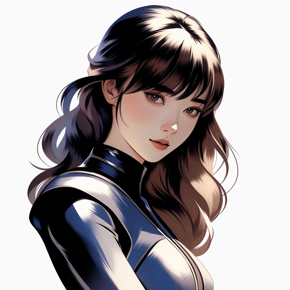 Anime girl in black suit Anime girl in black suit