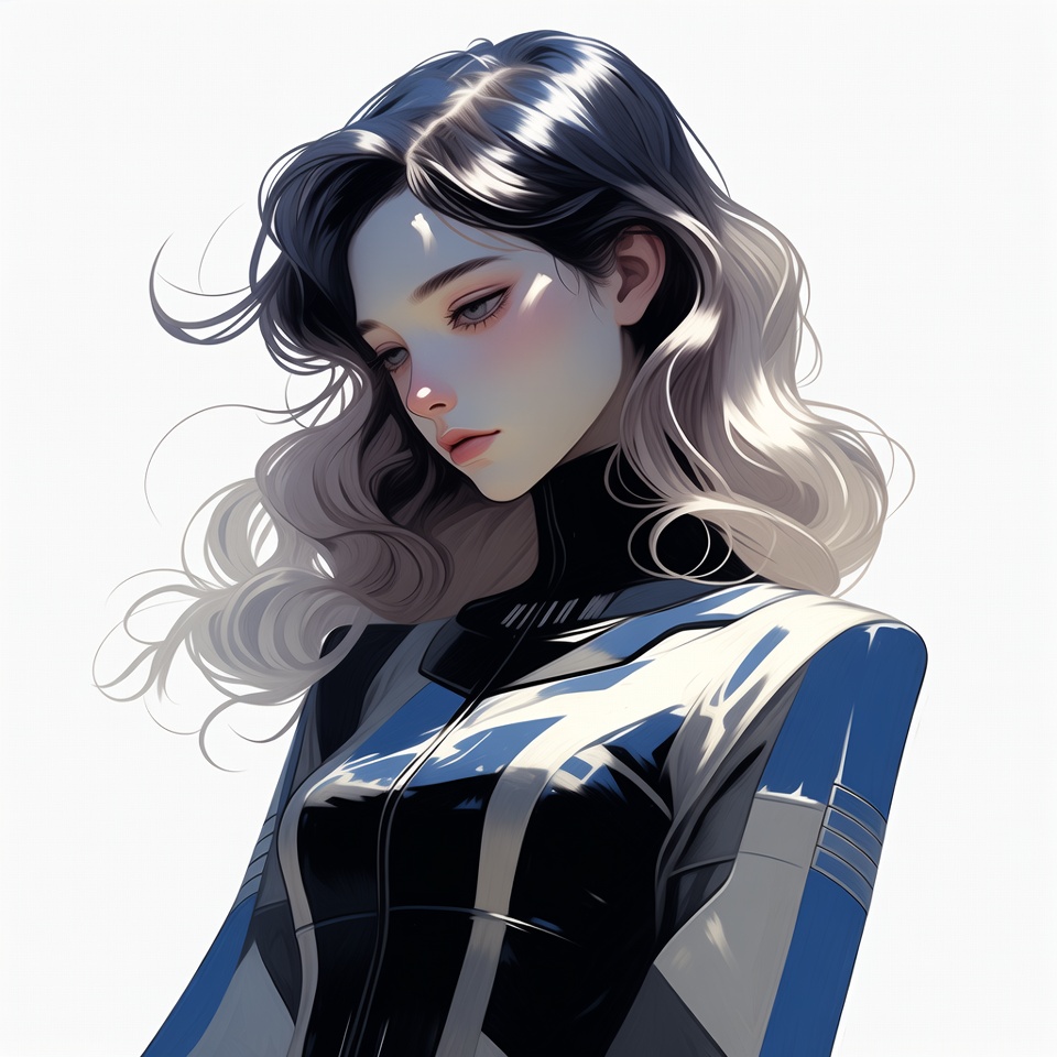 Anime girl in black futuristic suit Anime girl in black futuristic suit