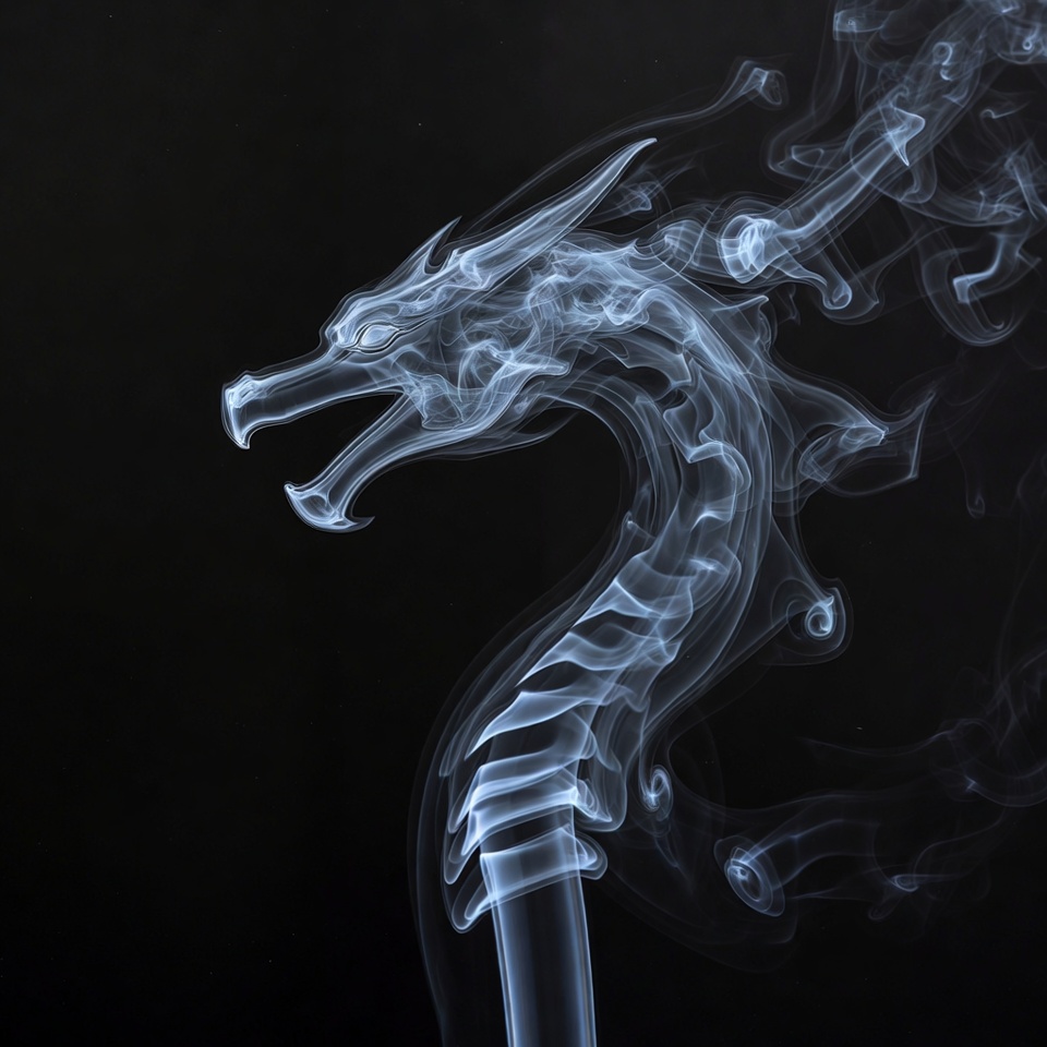 Smoke Dragon on Black Background Smoke Dragon on Black Background