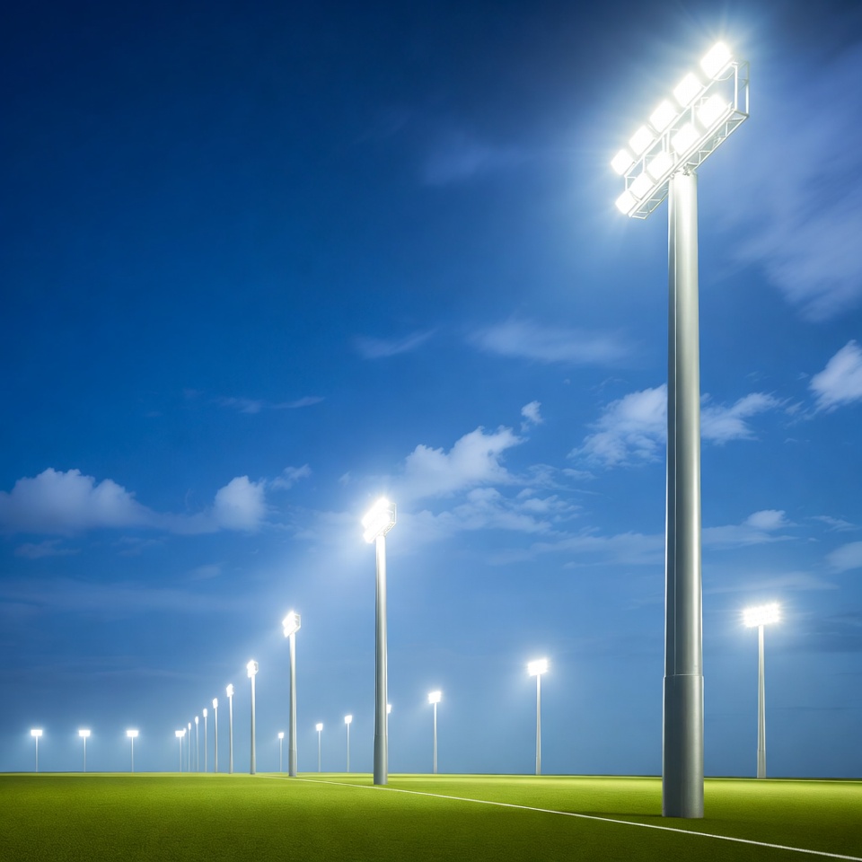 Floodlit Soccer Field at Night Floodlit Soccer Field at Night