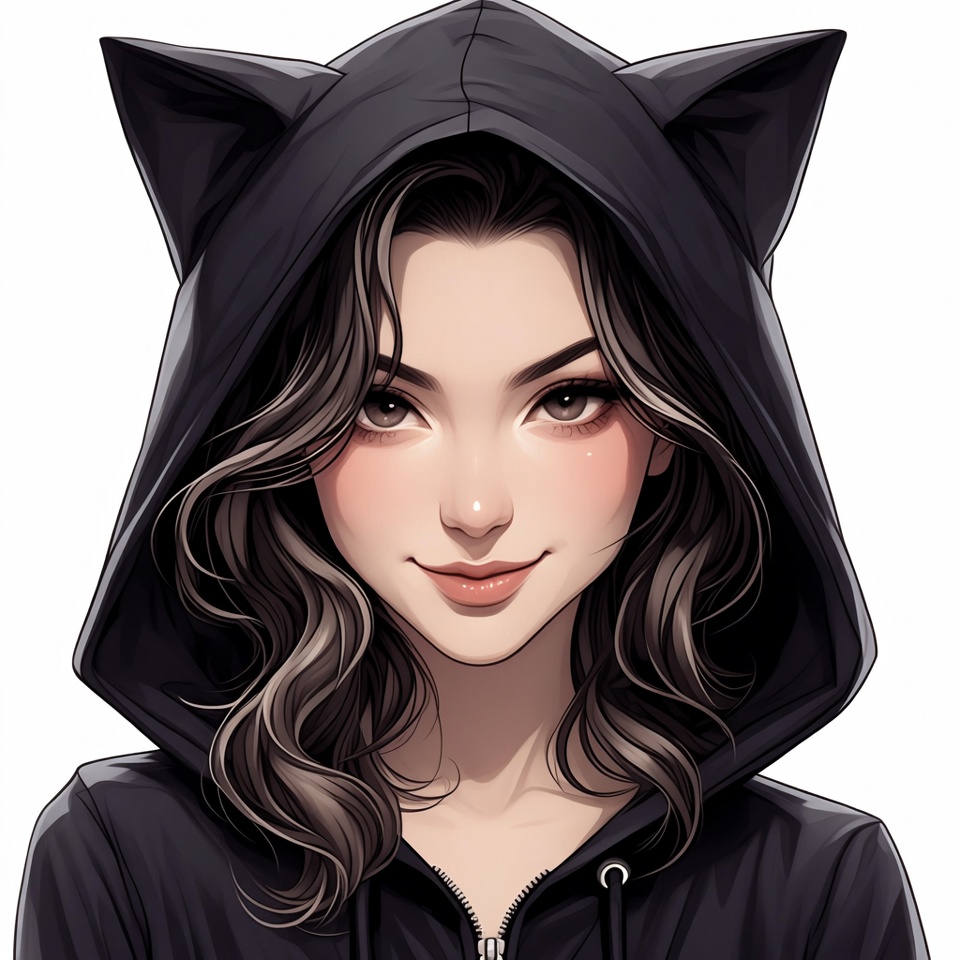 Asian woman in cat ear hoodie Asian woman in cat ear hoodie