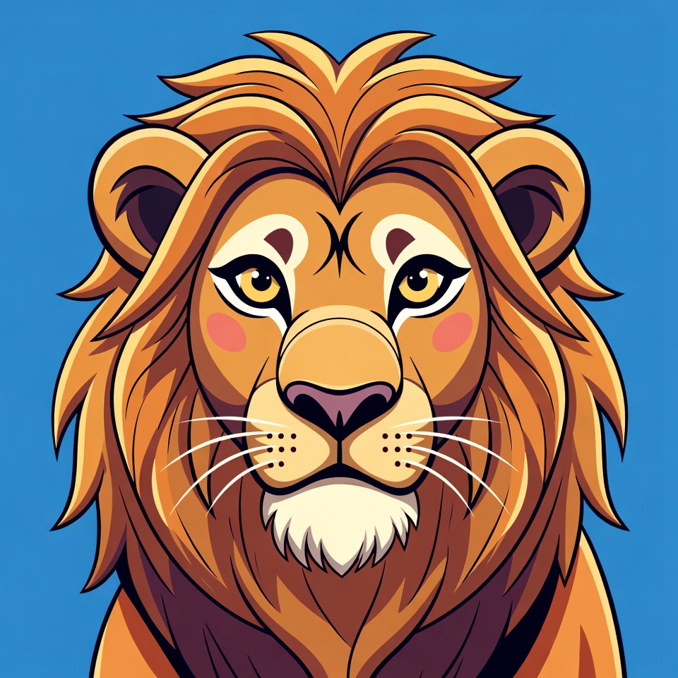 Cartoon Lion Face Illustration Cartoon Lion Face Illustration