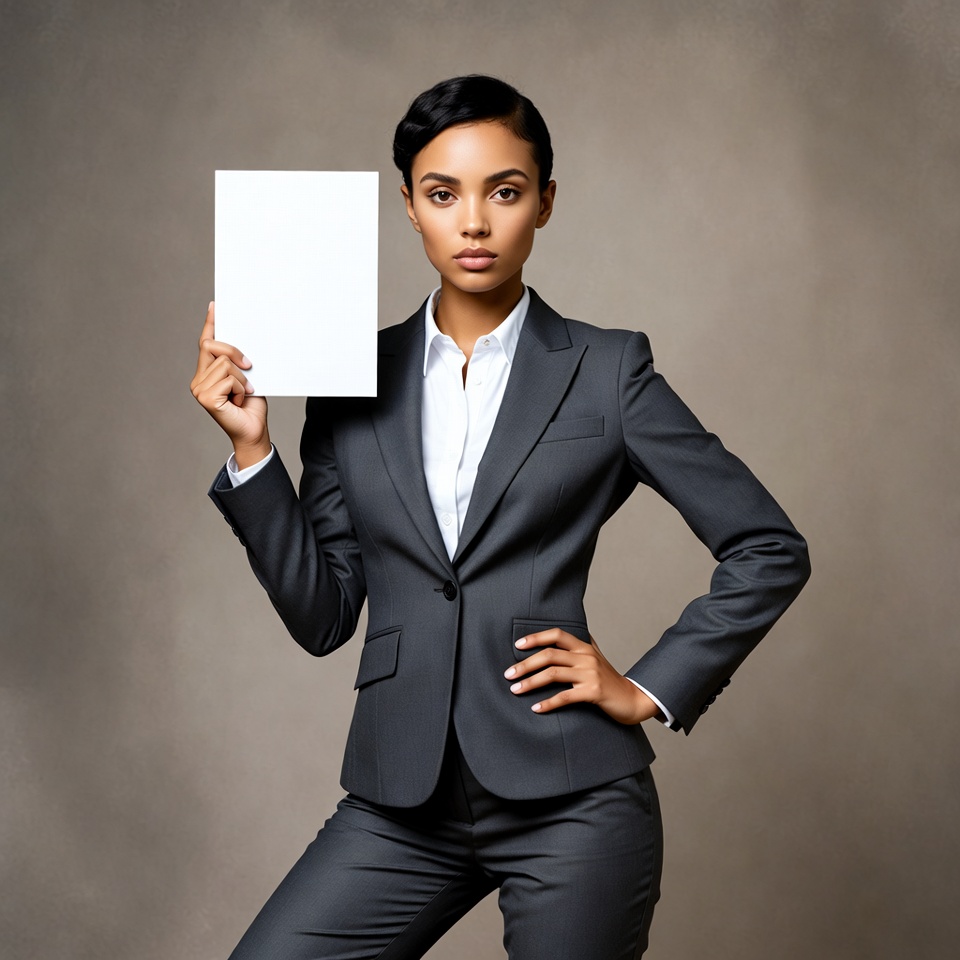 African-American woman holding blank sign African-American woman holding blank sign