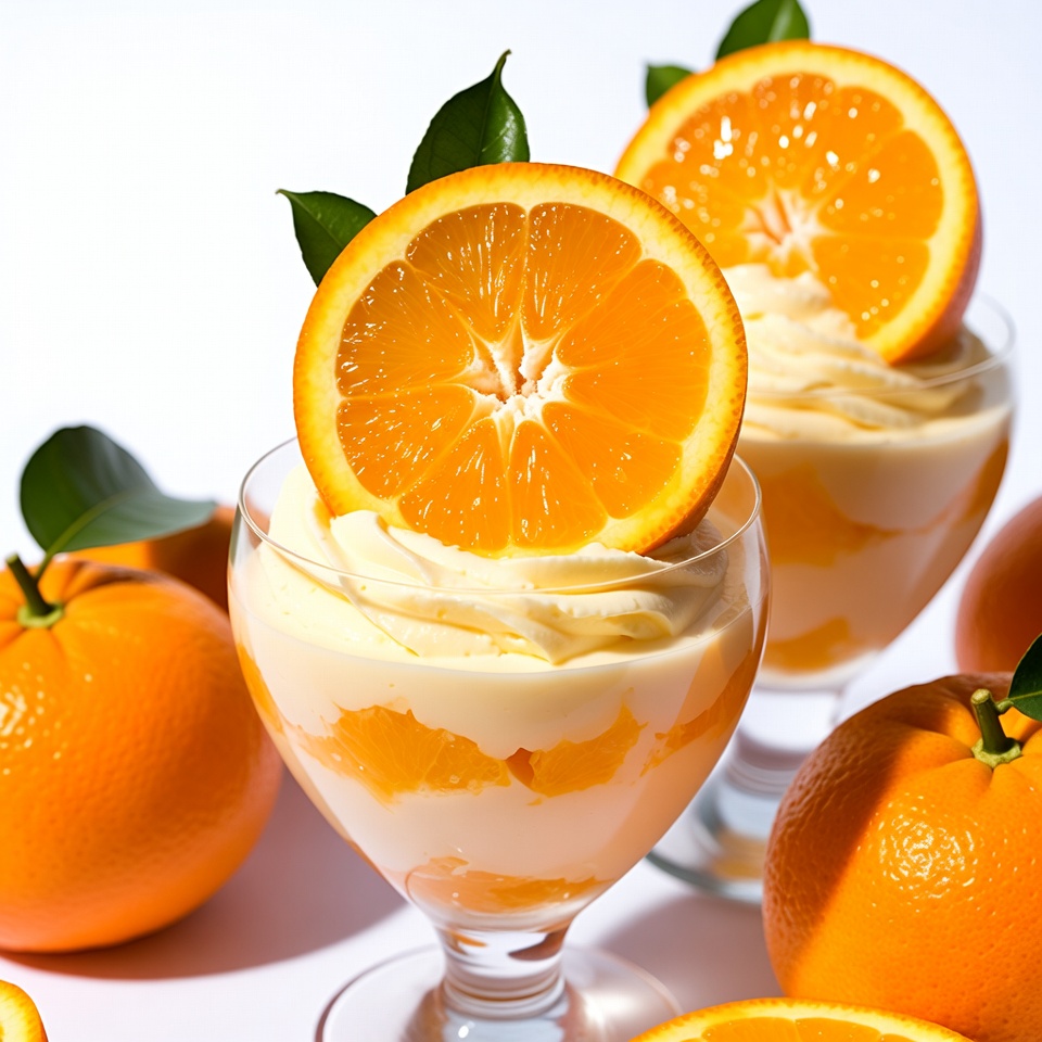 Orange Slices on Whipped Cream Dessert Orange Slices on Whipped Cream Dessert