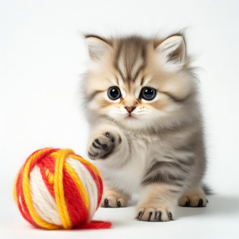 Kitten playing with yarn ball Kitten playing with yarn ball