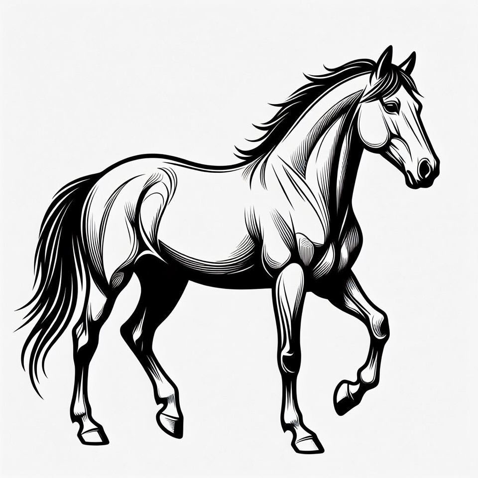 Black and white horse illustration Black and white horse illustration