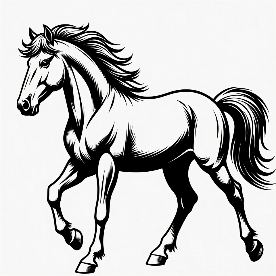 Galloping horse line art illustration Galloping horse line art illustration