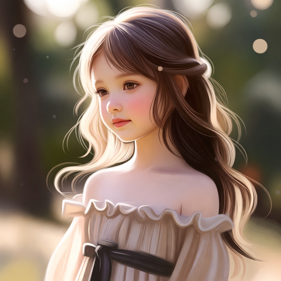 Anime girl in forest sunlight Anime girl in forest sunlight