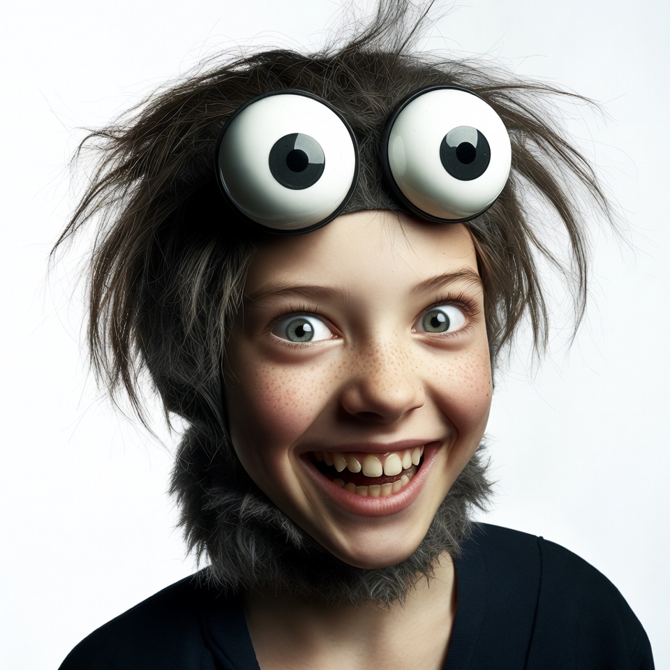 Girl wearing googly eyes costume Girl wearing googly eyes costume