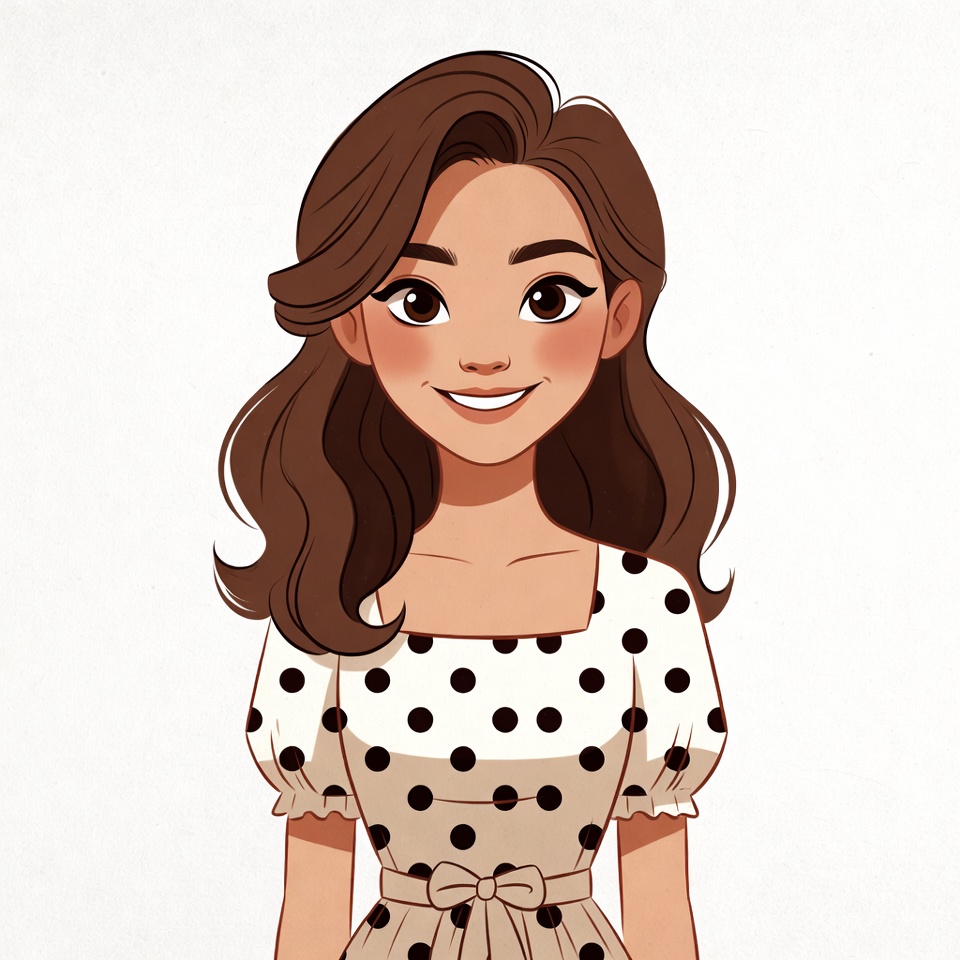 Smiling Asian woman in polka dot dress Smiling Asian woman in polka dot dress