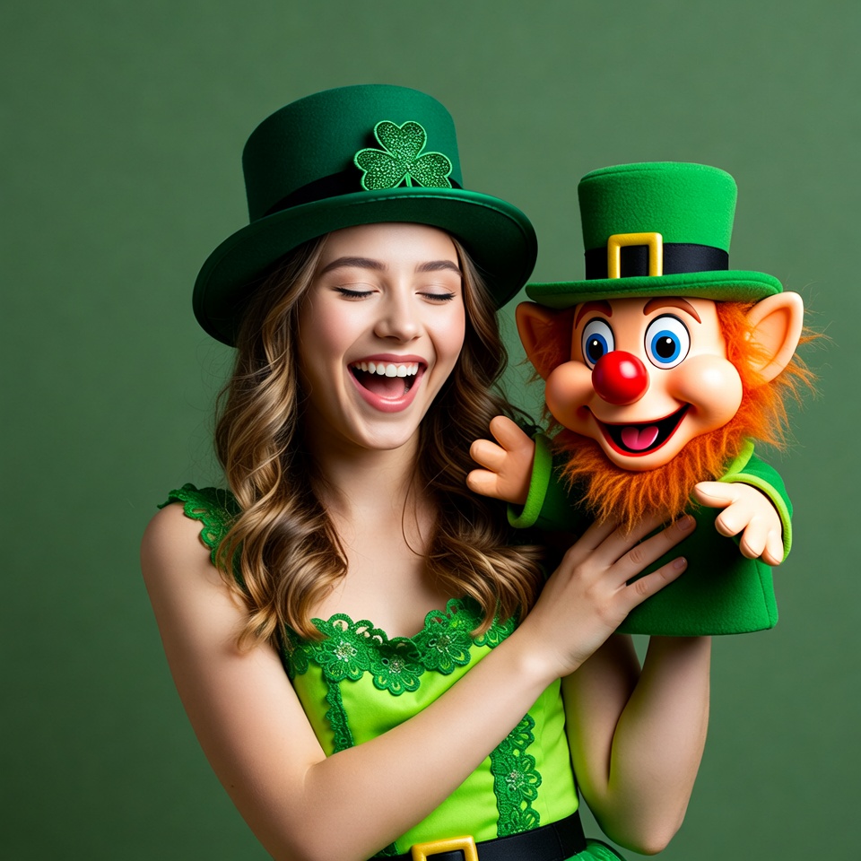 Girl holding leprechaun doll St. Patrick's Day Girl holding leprechaun doll St. Patrick's Day