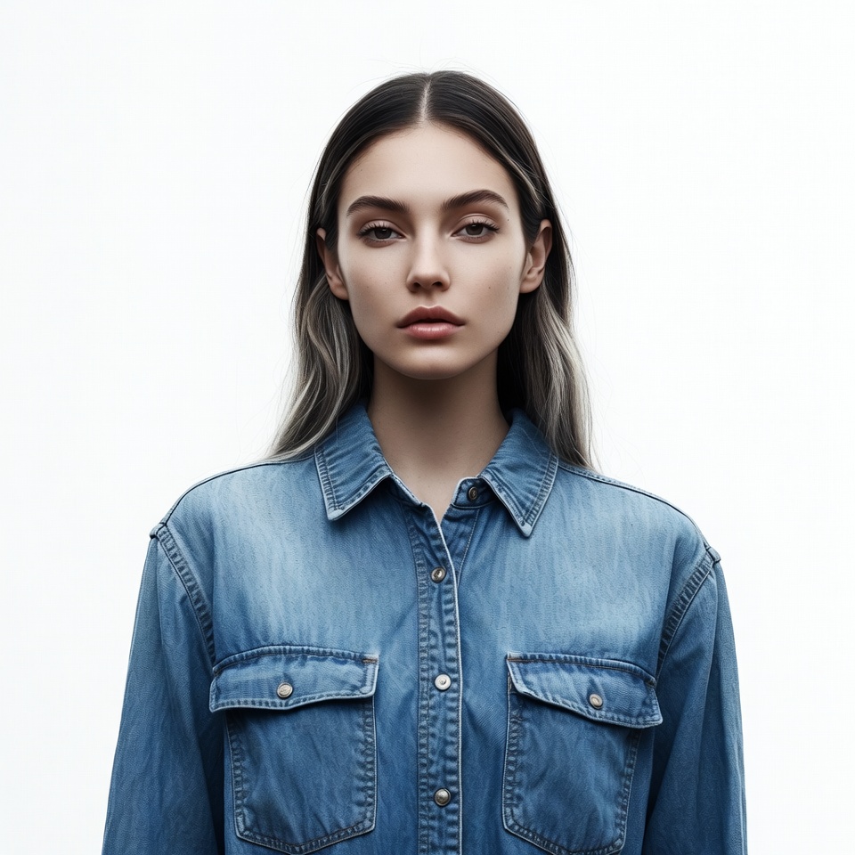 Woman in denim shirt portrait Woman in denim shirt portrait