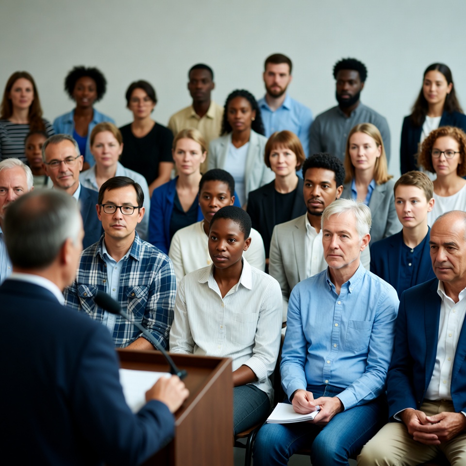 Man speaking at diverse business meeting Man speaking at diverse business meeting