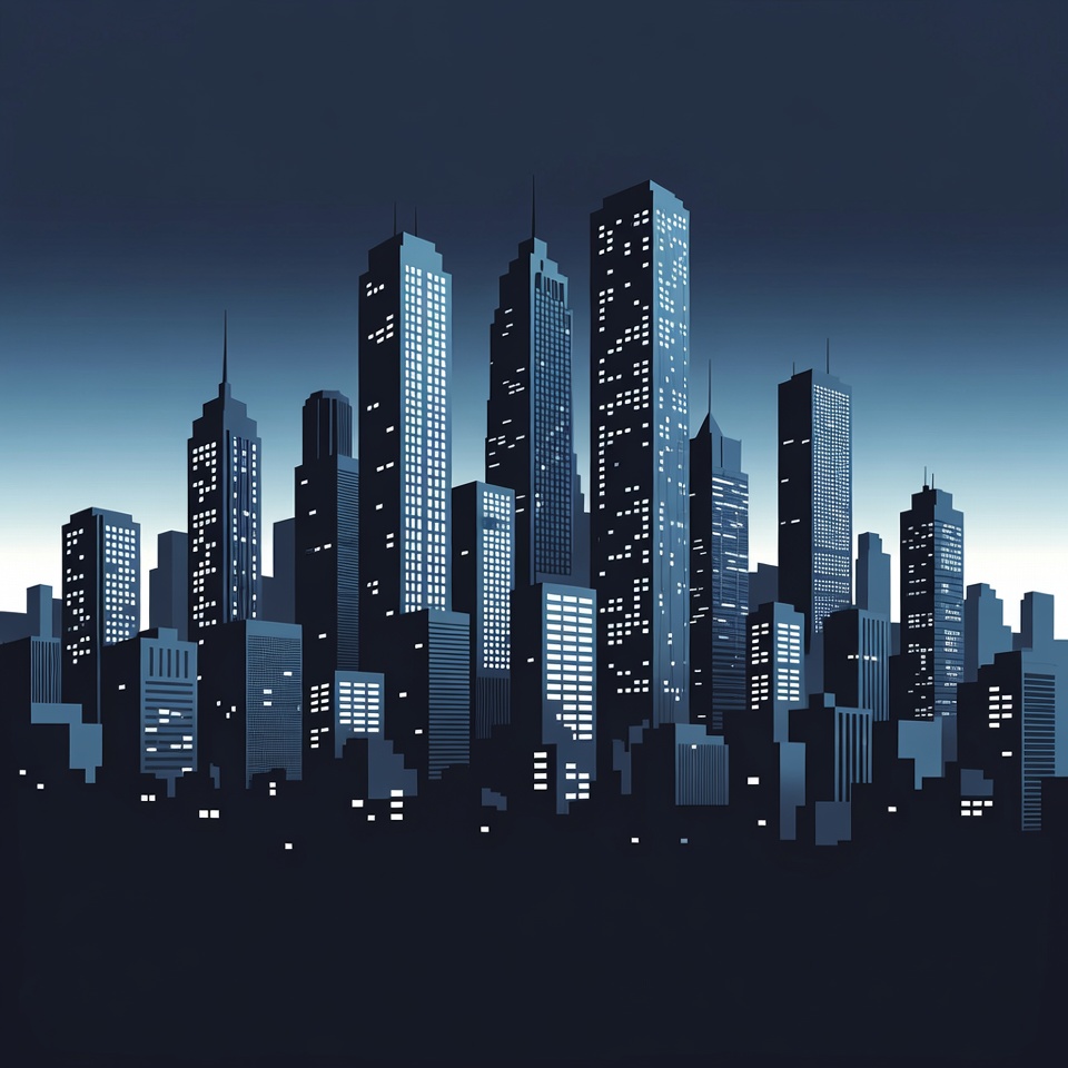 Night Skyline Cityscape Illustration Night Skyline Cityscape Illustration