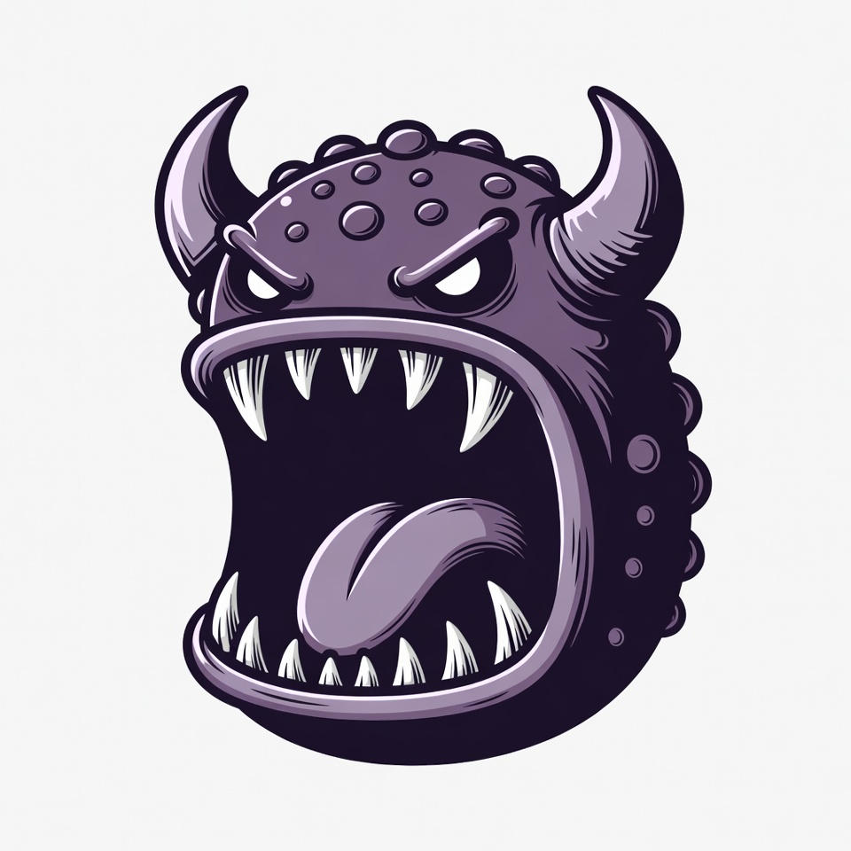 Purple Cartoon Monster Roaring Purple Cartoon Monster Roaring