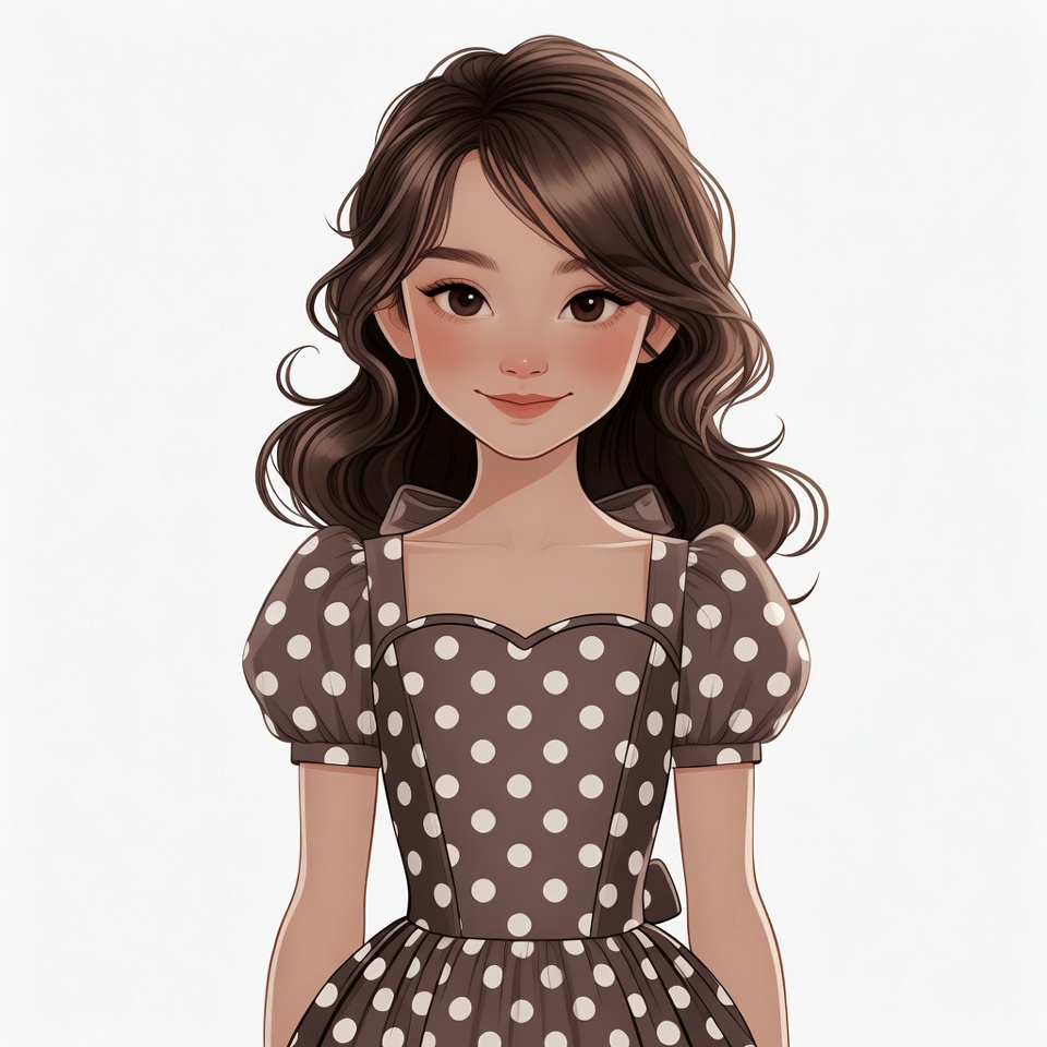 Asian girl in polka dot dress Asian girl in polka dot dress