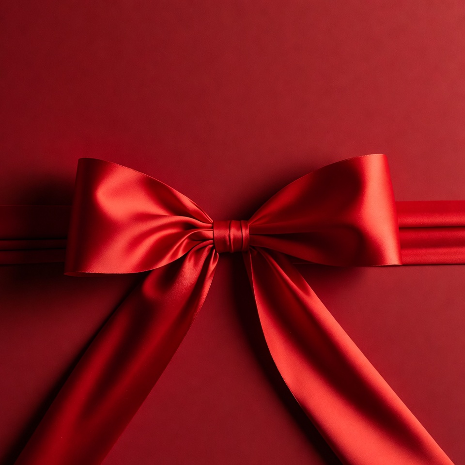 Red Satin Bow on Red Background Red Satin Bow on Red Background