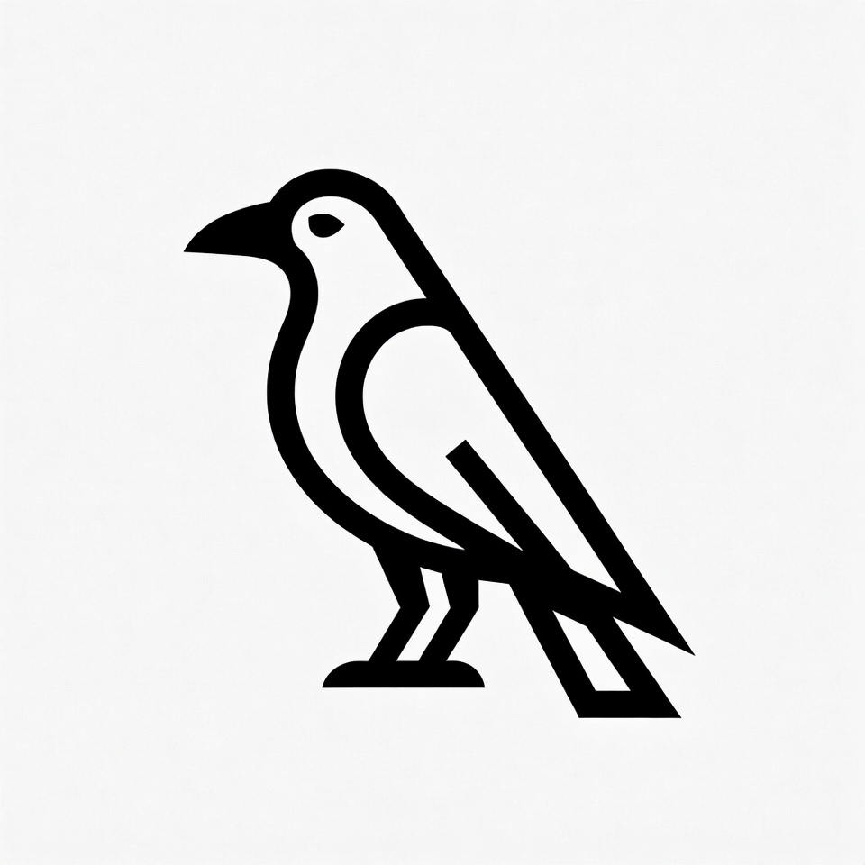 Line art crow standing Line art crow standing