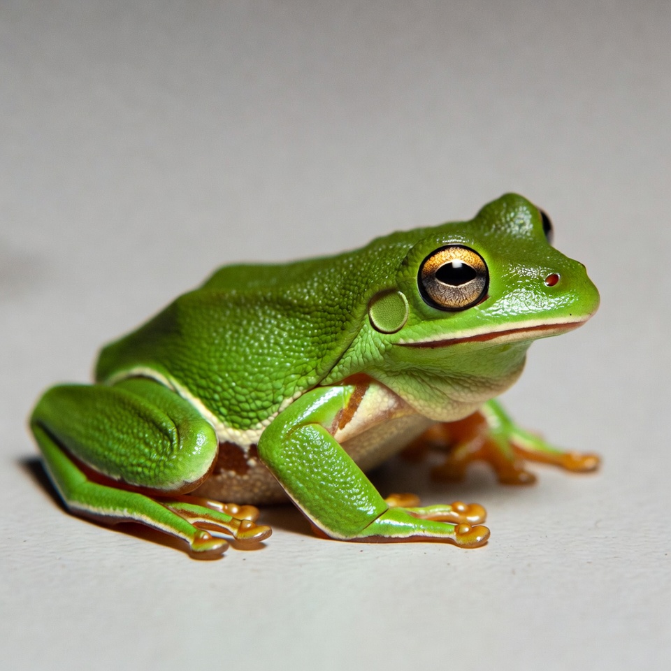 Green tree frog on white background Green tree frog on white background