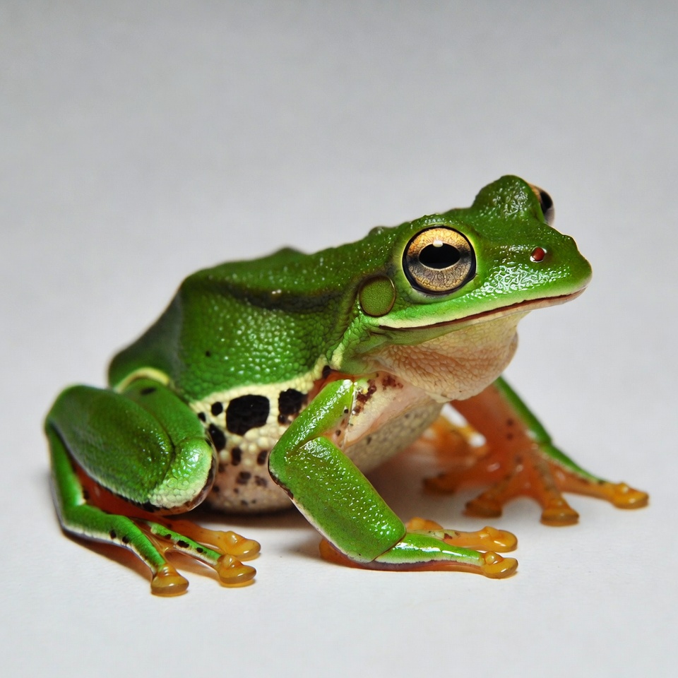 Green tree frog on white background Green tree frog on white background
