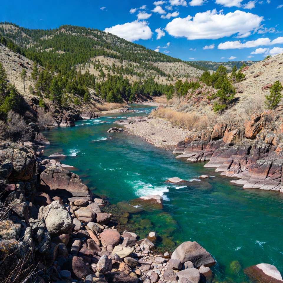 Turquoise River in Mountain Valley Turquoise River in Mountain Valley