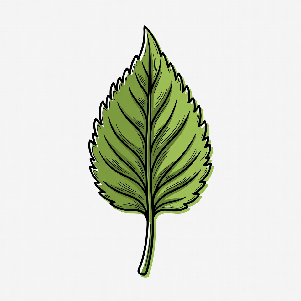 Green serrated leaf illustration Green serrated leaf illustration