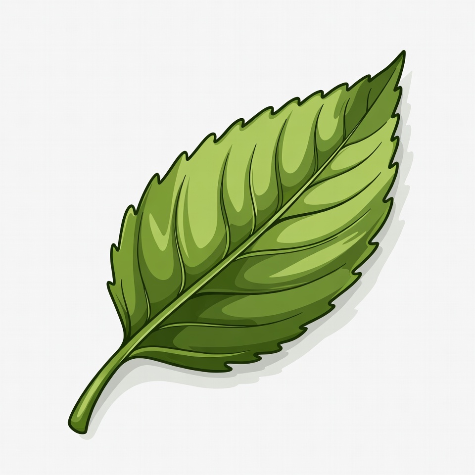 Green serrated leaf illustration Green serrated leaf illustration