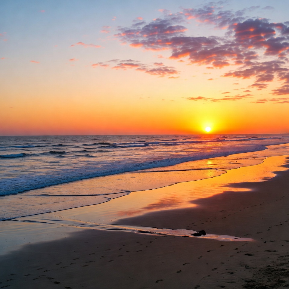Sunset over ocean beach Sunset over ocean beach