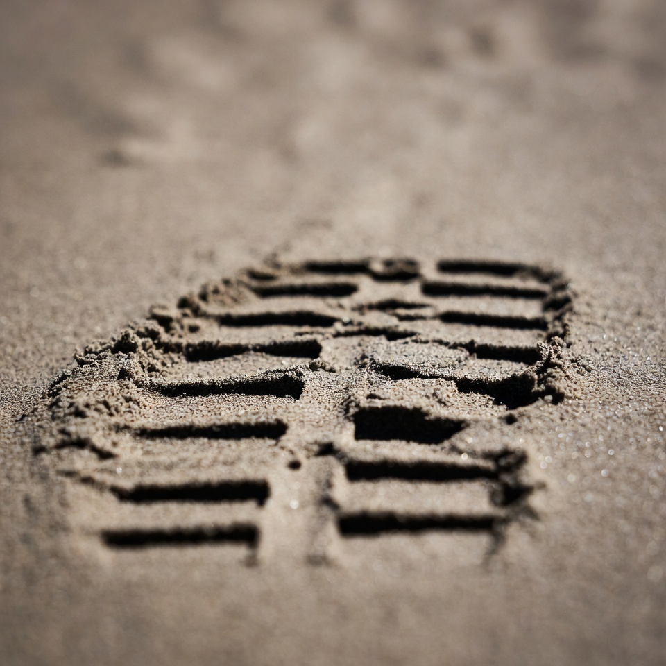 Boot Footprint in Sand Boot Footprint in Sand