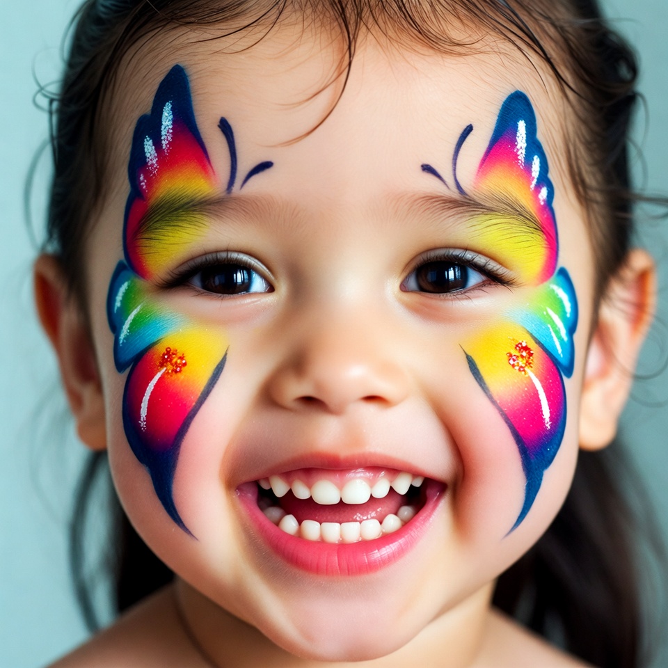 Asian girl with butterfly face paint Asian girl with butterfly face paint