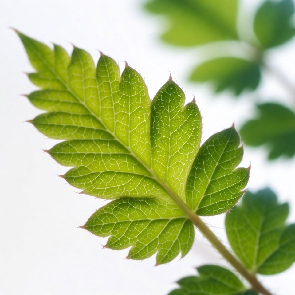 Green serrated leaf isolated Green serrated leaf isolated