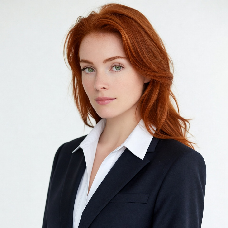 Redhead woman in black blazer Redhead woman in black blazer