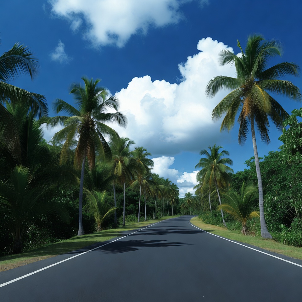 Palm Tree Lined Road Palm Tree Lined Road