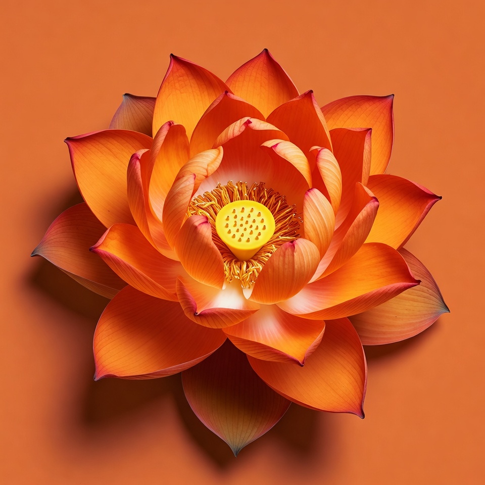 Orange lotus flower on orange background Orange lotus flower on orange background