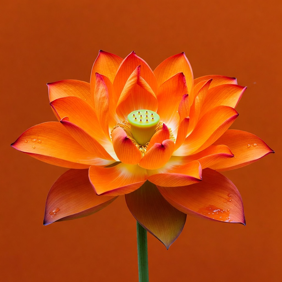 Orange lotus flower with water droplets Orange lotus flower with water droplets