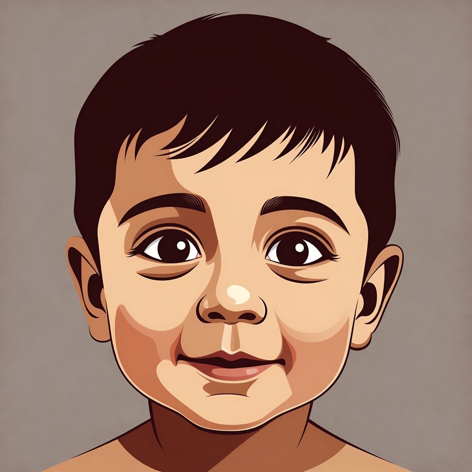Smiling Asian boy illustration Smiling Asian boy illustration