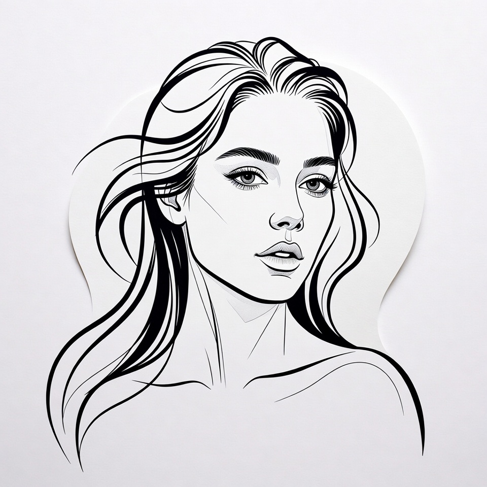 Beautiful woman line art portrait Beautiful woman line art portrait