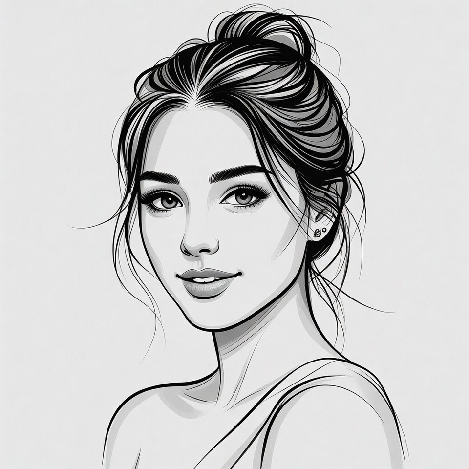 Beautiful woman with messy bun Beautiful woman with messy bun