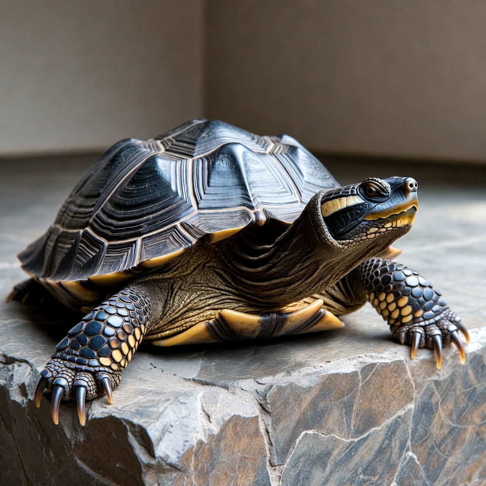 Black turtle on rock Black turtle on rock