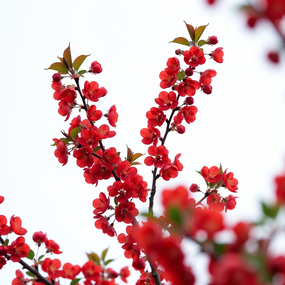Red Flowering Cherry Blossoms Red Flowering Cherry Blossoms