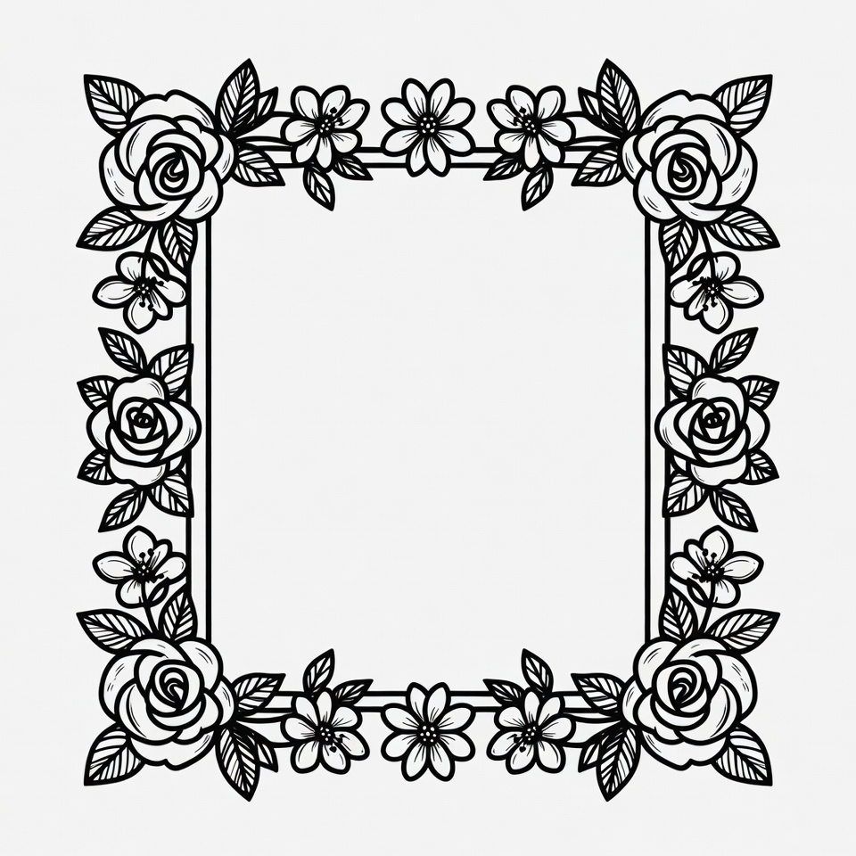 Floral Rose Flower Frame Border Floral Rose Flower Frame Border