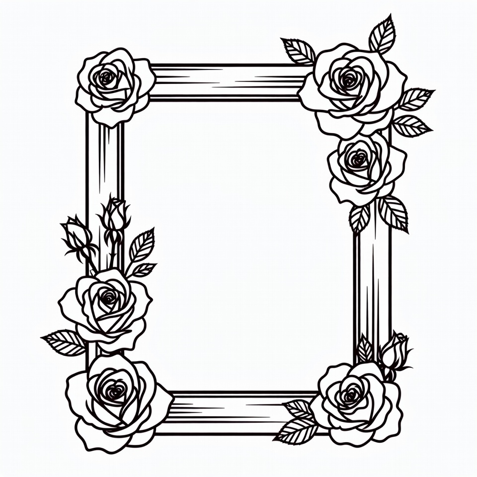 Black and White Rose Frame Black and White Rose Frame