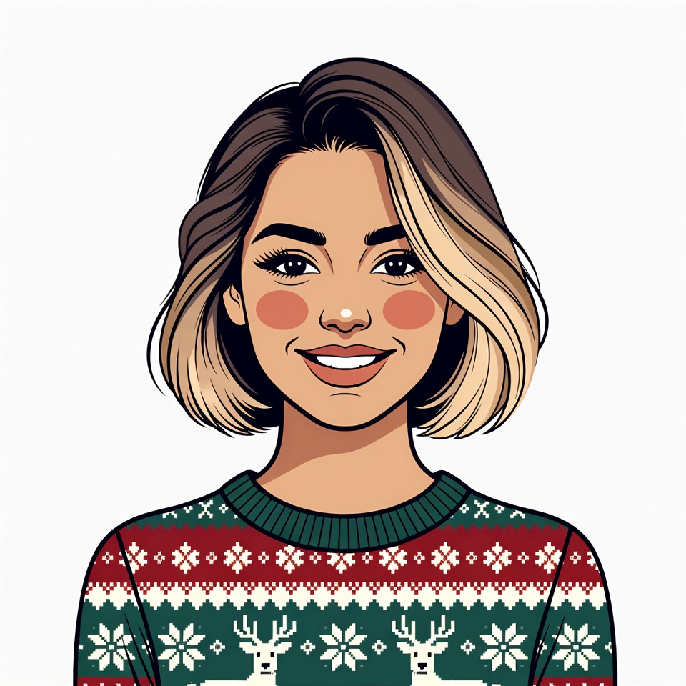 Smiling Woman in Christmas Sweater Smiling Woman in Christmas Sweater