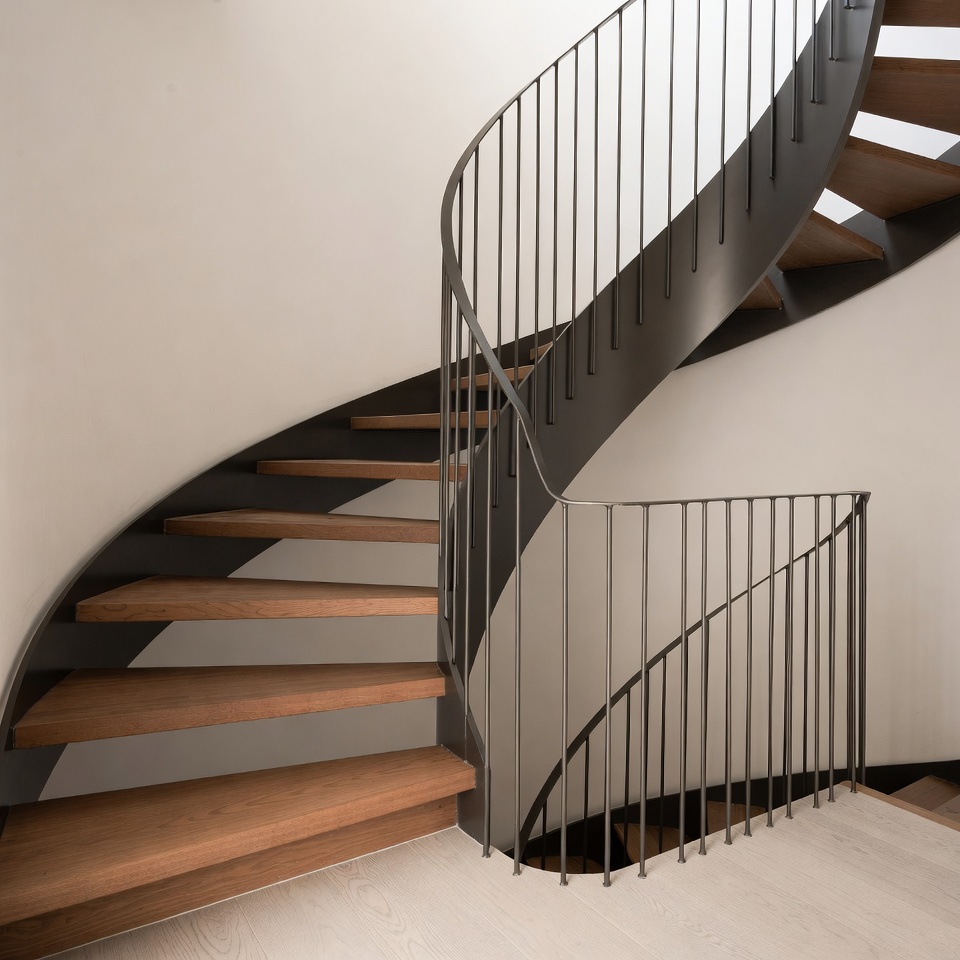 Modern Spiral Staircase with Metal Railing Modern Spiral Staircase with Metal Railing
