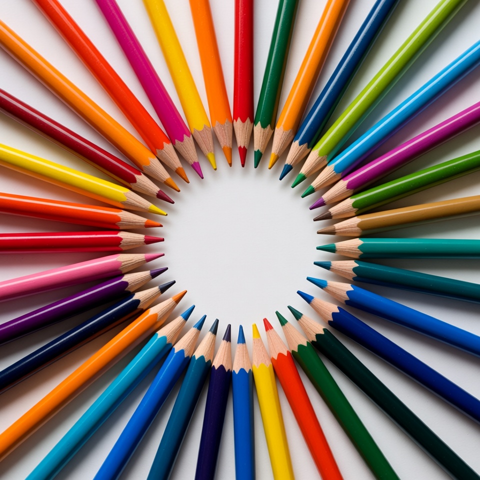 Colorful Pencils Arranged in Circle Colorful Pencils Arranged in Circle