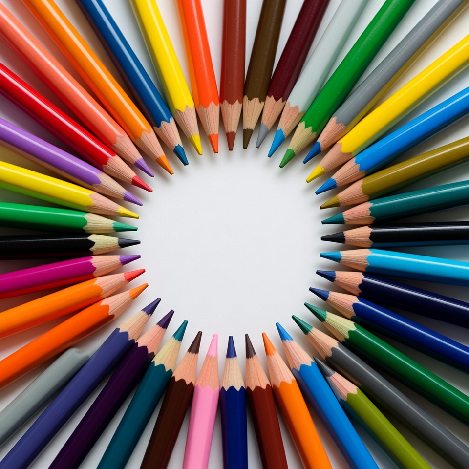Colorful Crayons Arranged in Circle Colorful Crayons Arranged in Circle