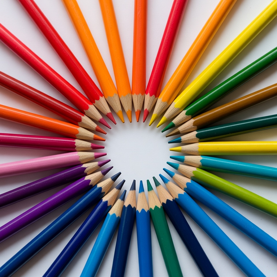 Colorful Crayons Arranged in Circle Colorful Crayons Arranged in Circle
