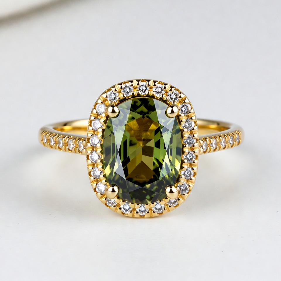Oval Green Gem Gold Ring Oval Green Gem Gold Ring